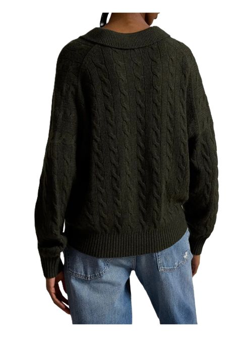cable-knit buttoned top Polo Ralph Lauren | 211-B17767-002OLIVE UMBER HEATHER